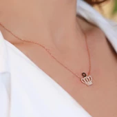 Kral Tacı Zirkon Taşlı Gold Kaplama Gümüş Kolye thumbnail 2