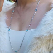 Mavi Swarovski Taşlı Gümüş Kolye thumbnail 4