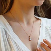 Doğal Mistik Topaz Taş Rose Gold Kaplama Gümüş Kolye thumbnail 1