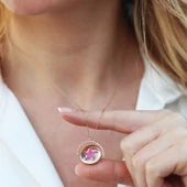 Yıldızlı Çift Taraflı Rose Gold Kaplama Gümüş Kolye thumbnail 5