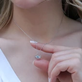 Yuvarlak Göz Modeli Zirkon Taşlı Gümüş Kolye thumbnail 3
