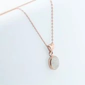 Ay Taşlı Rose Gold Kaplama Doğal Taş Gümüş Kolye thumbnail 5