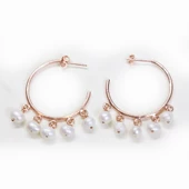 Sıra İncili Rose Gold Kaplama Gümüş Küpe thumbnail 2