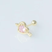 Pembe Zirkon Taşlı Kalp Figürlü Gold Kaplama Tragus thumbnail 1