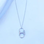 Zirkon Taşlı Tasarım Gümüş Kolye thumbnail 4