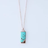 Turkuaz Mine İşli  Rose Gold Kaplama Night Gümüş Kolye thumbnail 4