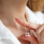 Sedefli Rose Gold Kaplama Aşk ve Şans Kolyesi thumbnail 2