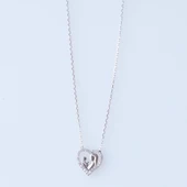 Kalp Çerçeveli Zirkon Taşlı Anne Bebek Gümüş Kolye thumbnail 4