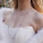 Mavi Swarovski Taşlı Gümüş Kolye thumbnail 2