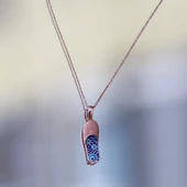 Nazar Boncuklu Rose Gold Kaplama Terlik Gümüş Kolye thumbnail 2