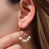 Sıra İncili Rose Gold Kaplama Gümüş Küpe thumbnail 3