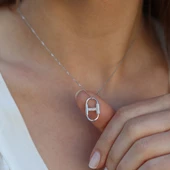 Zirkon Taşlı Tasarım Gümüş Kolye thumbnail 3