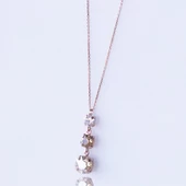 Renkli Swarovski Taşlı Rose Gold Kaplama Gümüş Kolye thumbnail 2