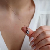 Doğal Mistik Topaz Taş Rose Gold Kaplama Gümüş Kolye thumbnail 2