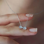 İçi Zirkon Taşlı Sonsuzluk Gümüş Kolye thumbnail 1