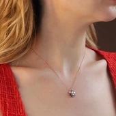 Kedi Maske Rose Gold Kaplama Gümüş Kolye - 1