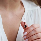 Doğal Onix Taş Rose Gold Kaplama Gümüş Kolye thumbnail 2