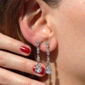 Zirkon Taşlı Damla Sallantılı Gümüş Küpe thumbnail 3