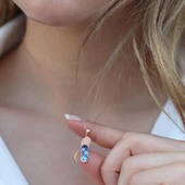 Nazar Boncuklu Rose Gold Kaplama Terlik Gümüş Kolye thumbnail 3