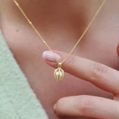 Kafes İçinde İnci Gold Kaplama Gümüş Kolye thumbnail 1