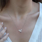 Nazar Boncuk Detaylı Kelebek Gümüş Kolye thumbnail 1