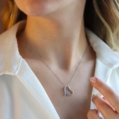 Kalp Kar Taneli 925 Ayar Gümüş Işıltı Kolye thumbnail 4