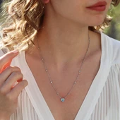 Aquamarin Taşlı Sevgili Kalp Gümüş Kolye thumbnail 1