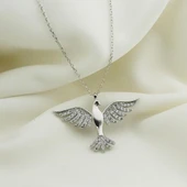 Anka Kuşlu Zirkon Taşlı Gümüş Kolye thumbnail 3