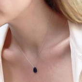 Lapis Taşlı Damla Modeli Gümüş Kolye thumbnail 1