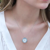 Nazar Boncuklu Zirkon Taşlı Gümüş Kolye thumbnail 4