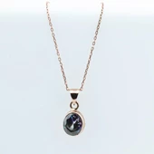 Doğal Mistik Topaz Taş Rose Gold Kaplama Gümüş Kolye thumbnail 4