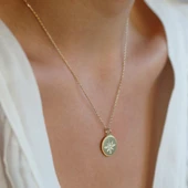 Plaka Yıldız Gold Kaplama Gümüş Kolye thumbnail 1