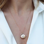 Yıldızlı Çift Taraflı Rose Gold Kaplama Gümüş Kolye thumbnail 4