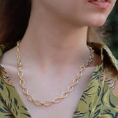 Gold Kaplama Gümüş Oval Zincir Kolye thumbnail 3