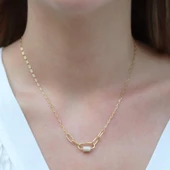 Önden Klipsli 925 Ayar Gold Gümüş Kolye thumbnail 1