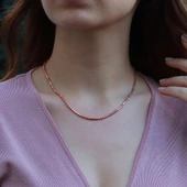 Rose Gold Kaplama Silindir Gümüş Zincir thumbnail 2