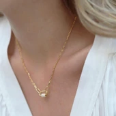 Önden Klipsli 925 Ayar Gold Gümüş Kolye thumbnail 3