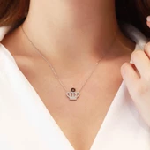 Mini Kral Tacı Zirkon Taşlı Gümüş Kolye thumbnail 1