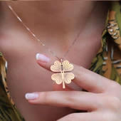 Rose Gold Kaplama Yonca Gümüş Kolye thumbnail 1