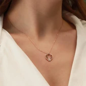 Yıldız Hilal Renkli Zirkon Taşlı Rose Gold Kaplama Gümüş kolye thumbnail 2