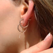 Sol Anahtarı Rose Gold Kaplama Gümüş Küpe thumbnail 5