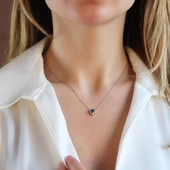 Mistik Topaz Taşlı Mini Sevgili Gümüş Kolye thumbnail 1