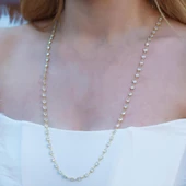 Kare Taş Sıralı Gold Kaplama Gümüş Kolye thumbnail 3