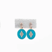 Mineli Turkuaz Renkli Altın Kaplama Gümüş Küpe thumbnail 2