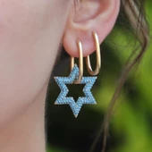 Mavi Zirkon Taşlı Yıldız Gümüş Küpe thumbnail 1