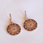 Zirkon Taşlı Apm Monaco Modeli Klasik Desen Rose Gold Gümüş Küpe thumbnail 1