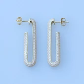 Zirkon Taşlı Gold Kaplama P Gümüş Küpe thumbnail 3