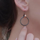 Çember El işi Otantik Rose Gold Kaplama Gümüş Küpe thumbnail 2