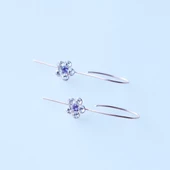 Çiçek Swarovski Taşlı Rose Gold Kaplama Gümüş Çengel Küpe thumbnail 4