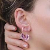 Zirkon Taşlı Rose Gold Kaplama Karpuz Gümüş Küpe thumbnail 1